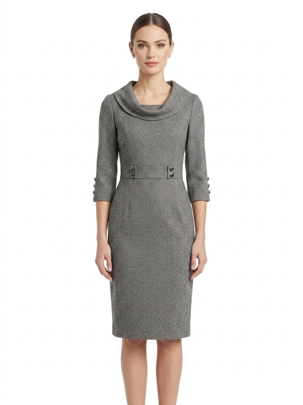 ANTONIO MELANI,  Gray Cowl-Neck Sheath Dress - XS/0